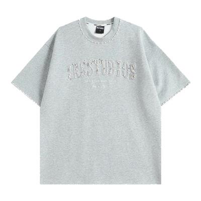 INSstudios镶嵌珍珠宝石LOGO短袖