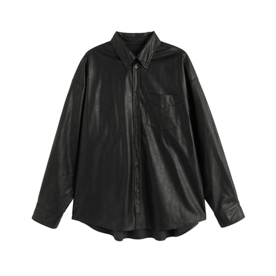 复古做旧基础休闲衬衫皮衣外套