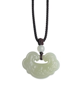 保真和田玉平安如意锁吊坠