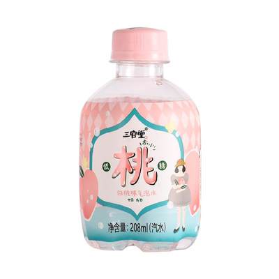 三官堂白桃味气泡水208ml*6瓶