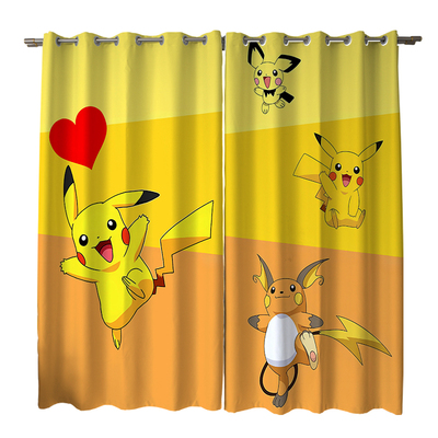 皮卡丘窗帘遮光装饰卡通儿童卧室