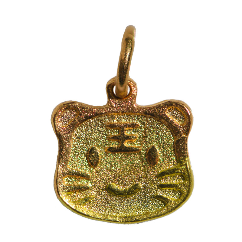 恋金 足金手工錾刻古法黄金 老虎生肖多款吊坠手链diy配件