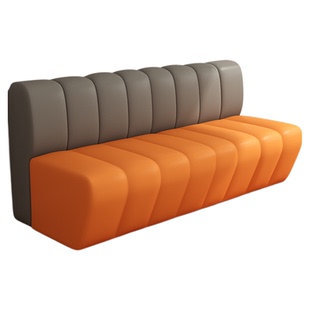 休闲简约美发店铺大堂休息区接待卡座沙发皮质方形长条凳子可定制