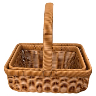 仿藤提篮竹编手提篮藤编篮子买菜篮水果篮礼品篮购物篮藤筐南瓜篮