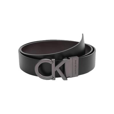 CK男士双面LOGO扣孔牛皮腰带