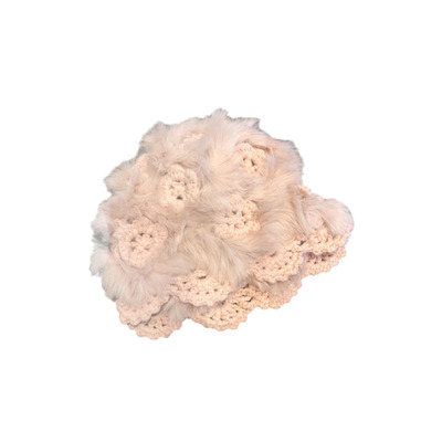 手工兔毛毛毛帽百搭毛绒秋冬帽子