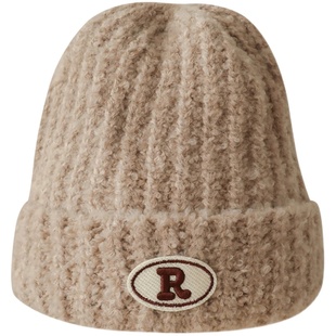 胡茬叔叔厚款针织帽女生软糯甜美可爱保暖毛线帽秋冬学生套头帽子