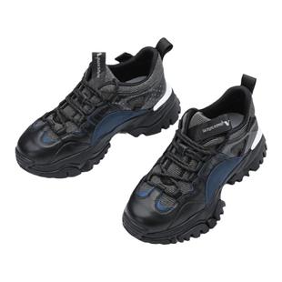 Aquascutum雅格狮丹1851百年品牌时尚女鞋黑蓝拼色休闲运动鞋潮流