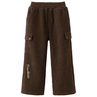 戴维贝拉儿童加绒裤子男童雪尼尔直筒裤女童长裤2026冬装新款童装