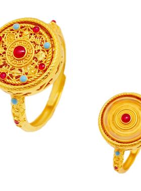 灵珠八宝罗盘戒指女小众设计轻奢