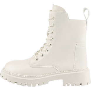 回力白色马丁靴女春秋单靴2026年新款英伦风厚底靴子女皮面短靴女