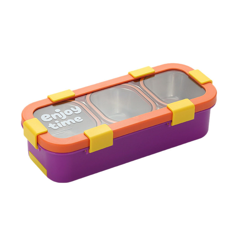 长方形学生不锈钢保温饭盒上班族学生午餐盒带盖密封分格带饭盒