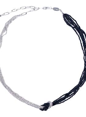 小众撞色打结编织波光粼粼项链