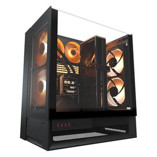 骨伽双擎OmnyX机箱海景房右侧透台式电脑机箱左右摆放预装风扇