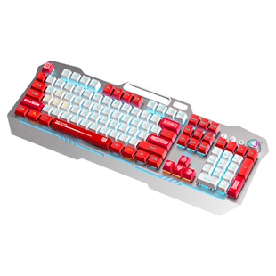 狼蛛收割者红色警戒升级有线热插拔茶轴通用机械键盘电竞带手机架