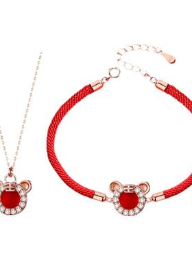 S925纯银老虎年本命年红绳手链女2025年新款红色生日礼物520手绳