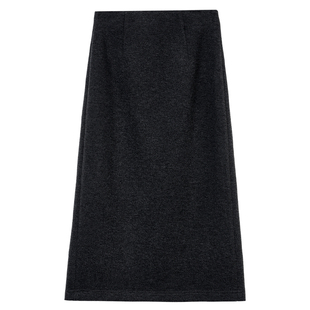 醋酸羊毛半身裙米思阳2025冬季新款显瘦半百通勤中长款直筒裙子女