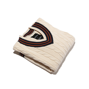 ABSURD LOGIC 荒诞逻辑 美式复古学院风v领绞花毛衣针织衫纯棉