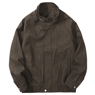 男士PU皮美式飞行立领皮夹克男款2025新款秋冬季潮牌外套长袖上衣