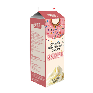 芝焙真含乳植脂植物性淡奶油家用练手泡芙蛋糕裱花烘焙专用原料1L