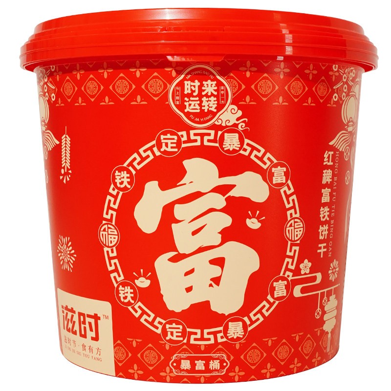 滋时红稗富铁桶装酥脆饼干480g