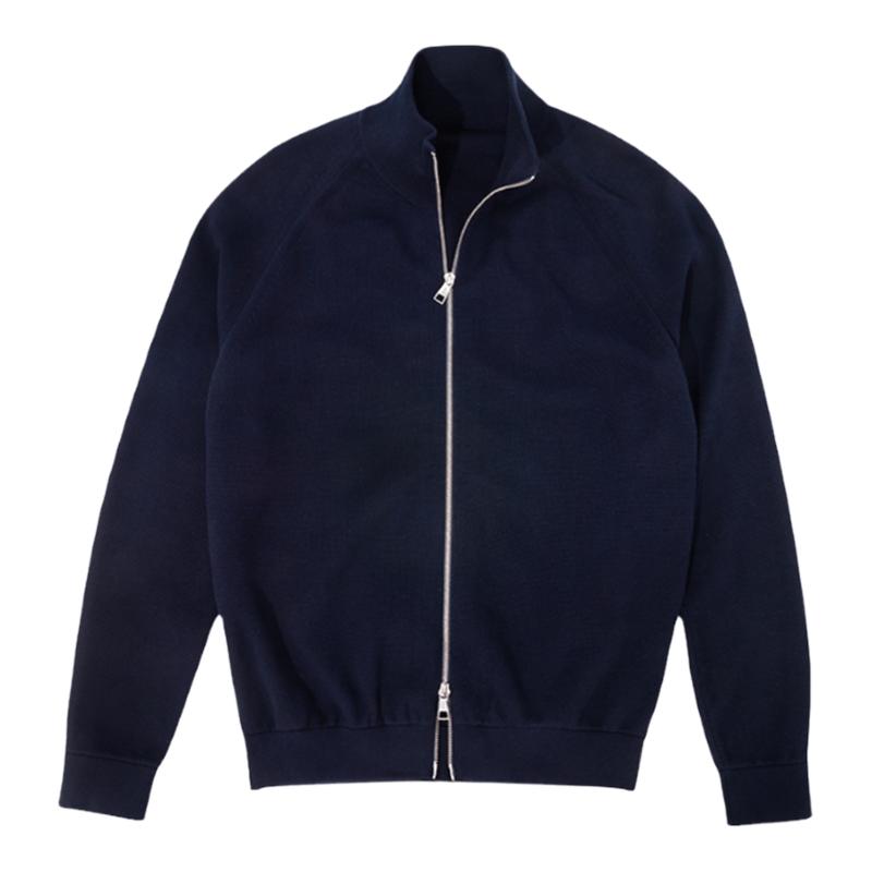 MrBu布先生半高拉链纯棉针织开衫秋冬男士提花插肩袖外套BT12352