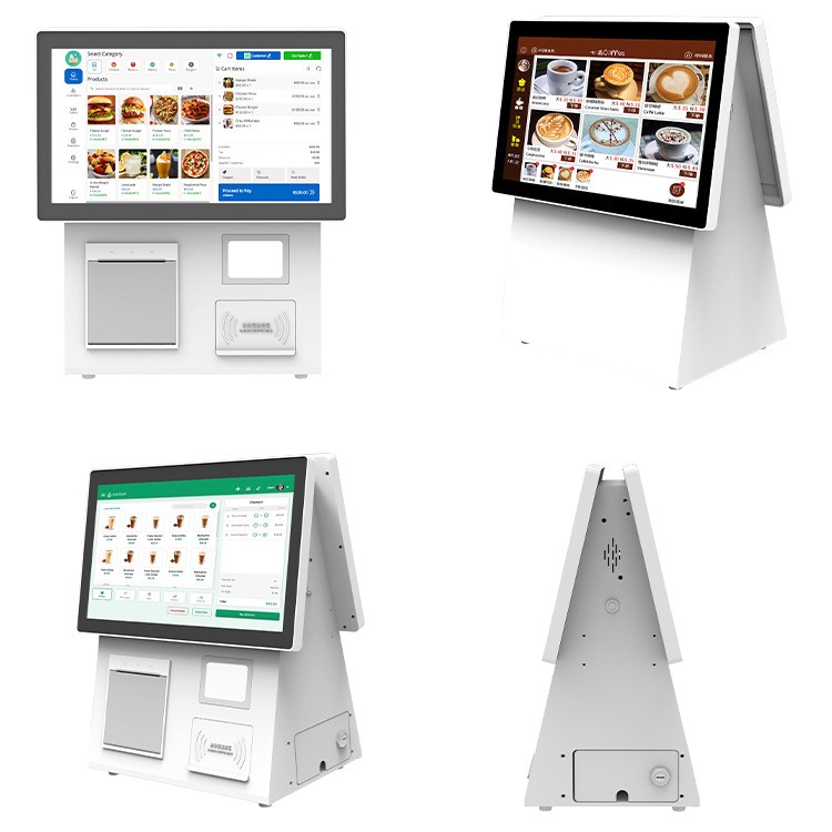 桌面触摸一体双屏智能机 可内置读卡器小票机 智能收银点菜机