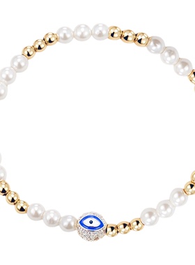 欧美潮流嘻哈风金贝珍珠中性手链