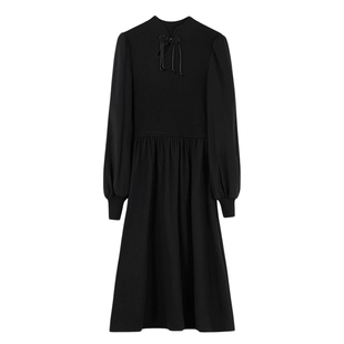 秋水伊人国风感针织拼接连衣裙2025年冬季新款新中式优雅A字裙