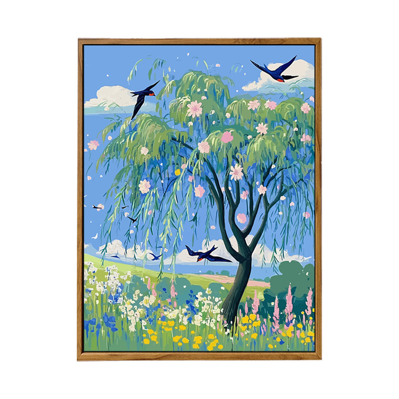 雅调diy数字油画新春田园风景画