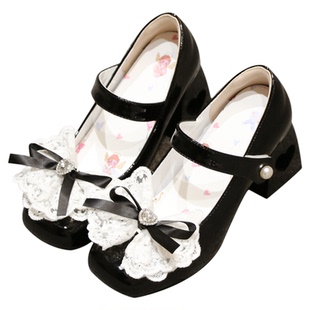 公主舞会久久Lolita原创法式优雅蕾丝蝴蝶结玛丽珍方头粗跟女单鞋