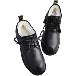 冬季真皮纯羊毛日系搭配保暖鞋外贸上班公装上班低帮原单大棉鞋女