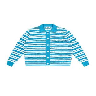 特惠6折起【丁真同款】EMPTY REFERENCE蓝白条纹刺绣针织衫开衫