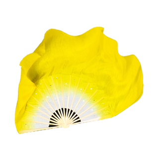 真丝舞蹈扇加长广场舞扭秧歌扇双面花与影在希望的田野上跳舞扇子