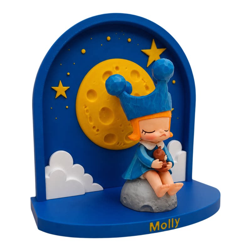 Molly抱你入睡底座手办展示支架沿途的风景月亮星星桌面造景摆件