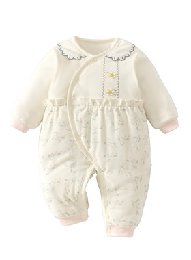 小聪熊新生婴儿衣服秋冬夹棉连体