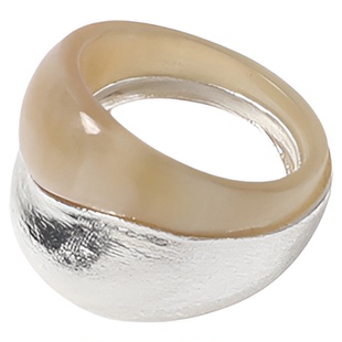 OLIO E ACETO X OUDE WAAG  25秋冬 优雅大气纯银白牛角双环戒指