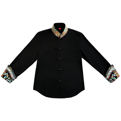 贝勒府立领长袖中式刺绣衬衫