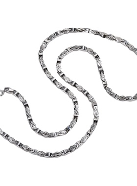 PT950铂金男四方车花老板项链