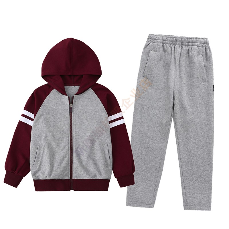 斯踏迪百搭枣红藏青灰色连帽校服