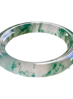 冰种玉镯飘花圆条手镯