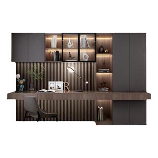 书桌书柜一体组合台式办公电脑桌现代简约家用书房客厅悬空大书橱