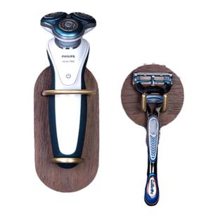 黑胡桃木黄铜电动剃须刀置物架牙膏美容仪收纳壁挂手动刮胡刀支架