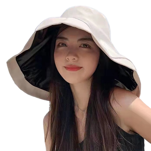 防晒帽子女款夏季遮全脸护脖子太阳帽户外骑车大帽檐黑胶遮阳帽男