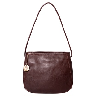 哈弘新款头层牛皮休闲简约流行通勤小包包马蹄包女时尚百搭真皮包