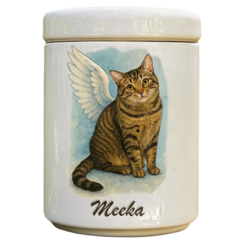 宠物定制骨罐猫咪狗狗离世纪念用品陶瓷灰骨罐收藏盒葬品手绘画像