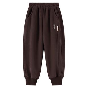 小象汉姆童装男童加绒运动裤束脚裤儿童冬装保暖长裤2026新款校裤