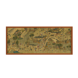 迪爱歪清明上河图1000片拼图装饰画带实木相框中国名画送长辈礼物