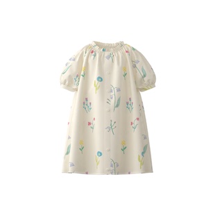 【佳佳同款】papa爬爬夏季女童连衣裙纯棉碎花裙子女孩百搭可爱