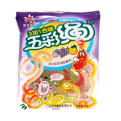 优卡五彩绳果汁软糖儿时糖果零食